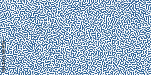 Abstract Reaction-diffusion Turing pattern natural texture blue gradient color scheme. Linear design with biological algorithm psychedelic background. Reaction-diffusion or truing patter