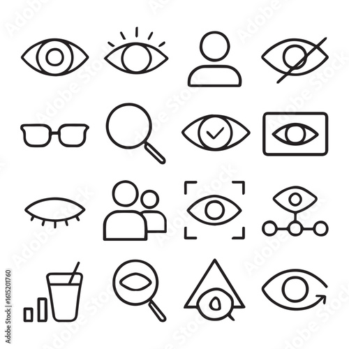 Eye Vision Icons Set Outline Style Look View Sight Elements

