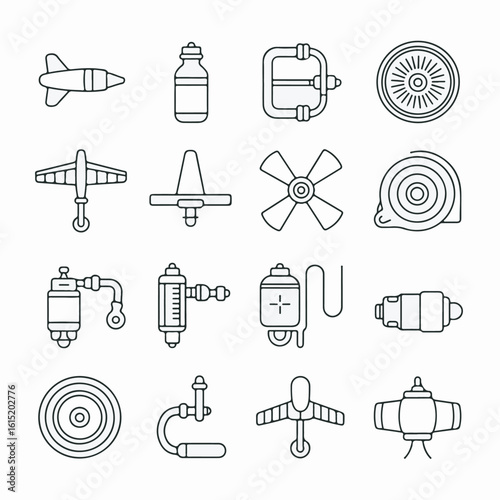 Collection of vector icons featuring aircraft parts and service equipment icon bundle pack bundle pack 1