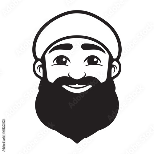 Middle Eastern Arab Man Face Cartoon Illustration