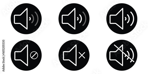 Volume Line Icon. Vector Illustration. Symbol of Sound Level and Audio Output. Vector isolated Volume icon set in black outline and fill. speaker volume icon vector illustration eps 10