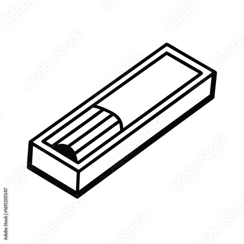 a line art drawing of a classic matchbox illustration 