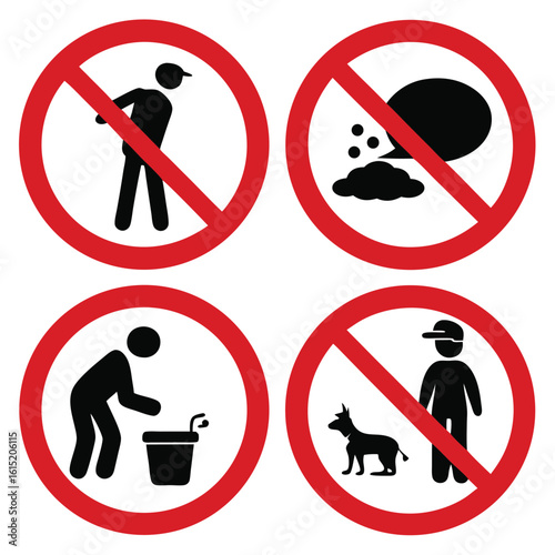 Prohibited Items Signs Set for Public Areas