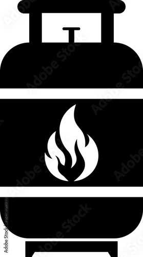 Gas cylinder icon. Silhouette of LPG gas cylinder, tank vector symbol design isolated on transparent background. Gas propane tank icon vector illustration.