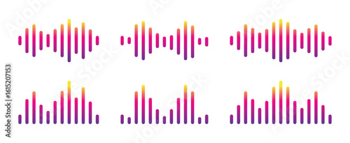 Collection of colorful Audio Sound Wave and Podcast Sound Wave