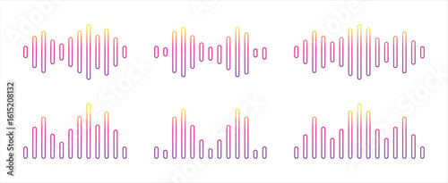 Collection of colorful Audio Sound Wave and Podcast Sound Wave