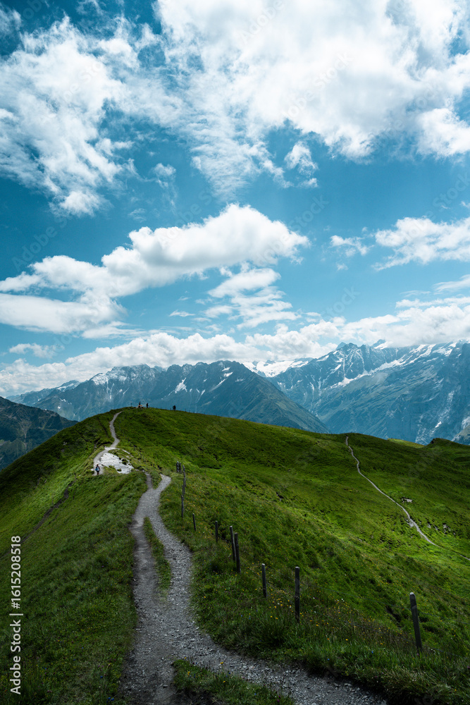 Fototapeta premium Scenic View of the Swiss Alps from Interlaken. AI generative.