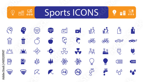 Modern skull icons, flat icons, no smoking icons, water drop line icons, battle icons vector