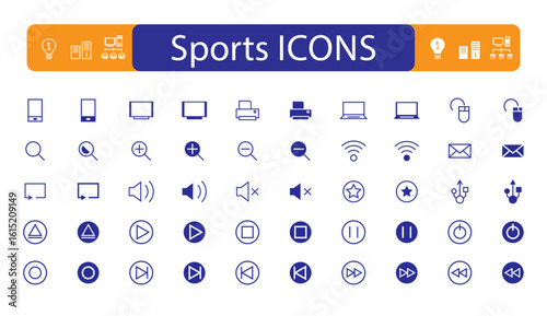 Modern icons, flat icons, volume icons, mouse line icons, computer icons vector