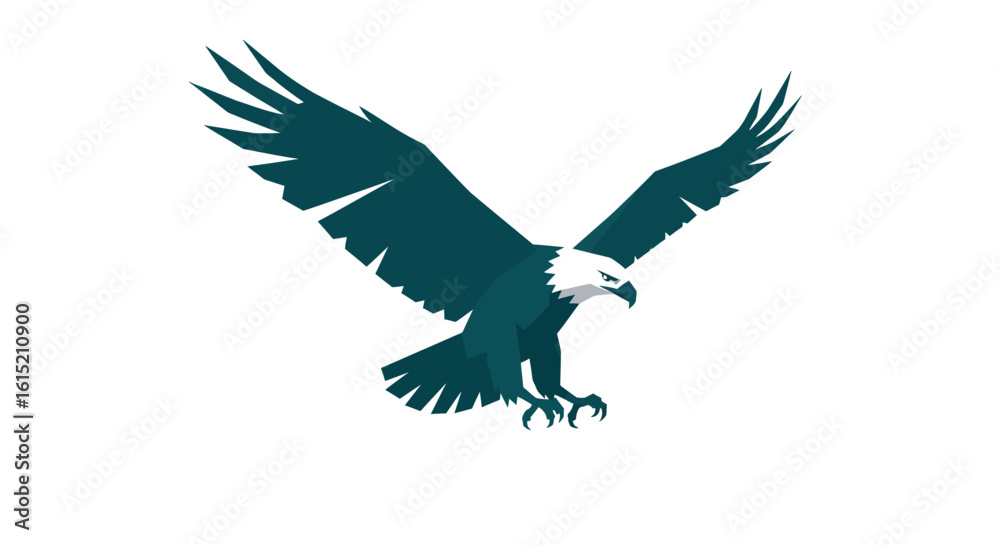 Obraz premium Stylized Flying Eagle Flat Vector - Geometric Bird in Flight