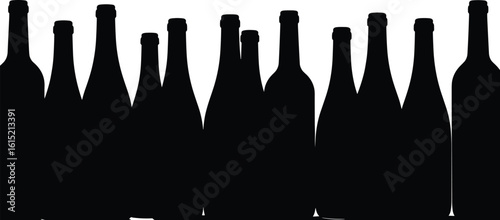 Collection of Wine Bottle Silhouettes: Perfect for Vineyard, Restaurant, or Beverage Industry Designs, Evoking Elegance, Celebration, and Fine Dining.