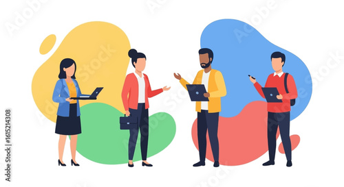 Diverse team of professionals collaborating on projects, ideal for website banners or presentations.