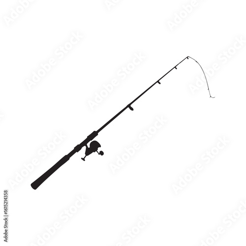 Fishing rod silhouette isolated on white background. Fishing rod icon vector illustration