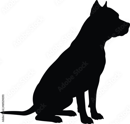 Powerful Pit Bull Dog Silhouette: A Strong and Loyal Canine Profile Ideal for Pet Training, Animal Advocacy, or Protective Companion Themes.