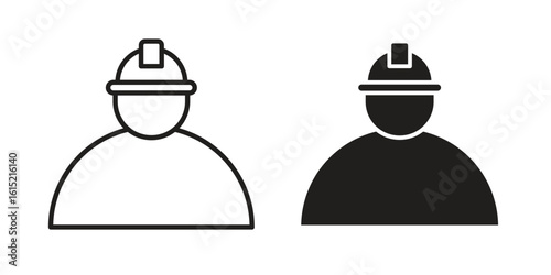 User helmet safety icon vector in simple flat design, outline.