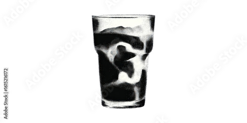 Vintage Glass Of Cola With Ice In Retro Halftone. Beverage Illustration Isolated On Transparent Background