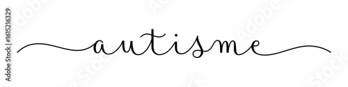 AUTISME (AUTISM in French) black vector brush calligraphy banner with swashes
