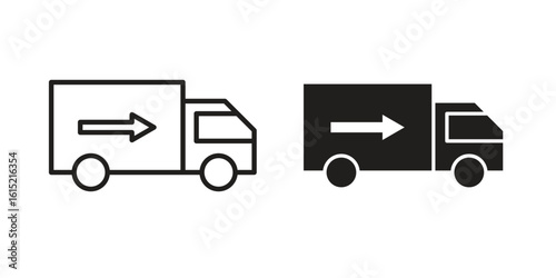 Truck arrow icon vector in simple flat design, outline.
