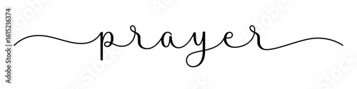 PRAYER black vector brush calligraphy banner with swashes