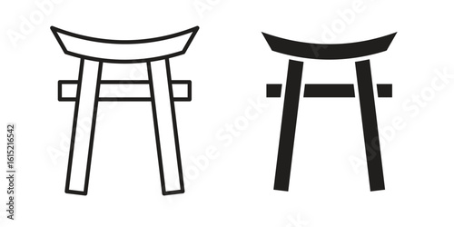 Torii gate icon vector in simple flat design, outline.