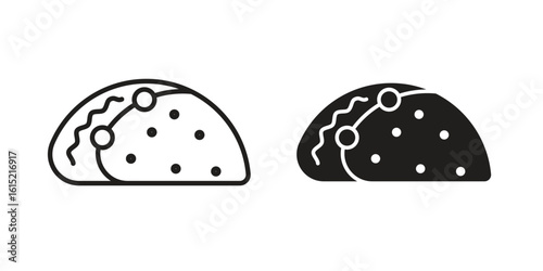 Taco icon vector in simple flat design, outline.