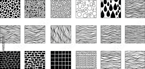CAD Drawings. Set vector pattern for landscape architecture. Water, grass, stone, stone wall, water drop, water bubble