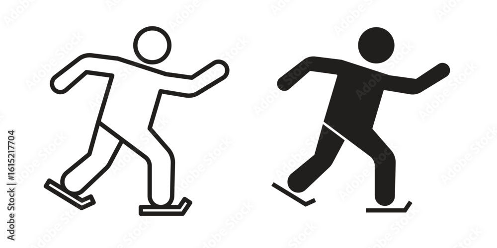 Fototapeta premium Skating icon vector in simple flat design, outline.