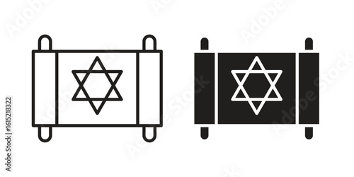 Scroll Torah icon vector in simple flat design, outline.
