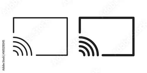 Screencast icon vector in simple flat design, outline.