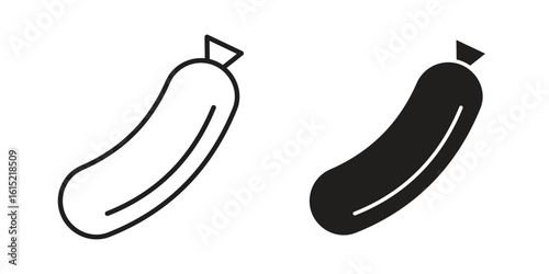 Sausage icon vector in simple flat design, outline.