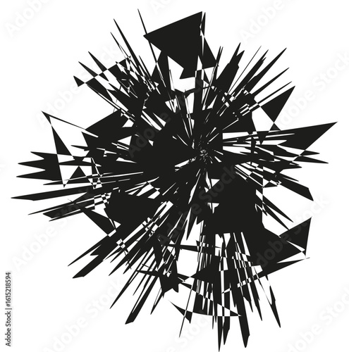 Abstract arrow explosion. Dynamic sharp elements. Chaotic motion Vector. Futuristic energy burst.