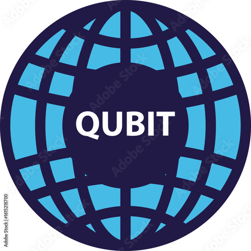 A stylized, dark-blue-and-light-blue globe graphic, featuring the word "QUBIT" in the center.