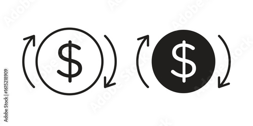 Refund icon vector in simple flat design, outline.