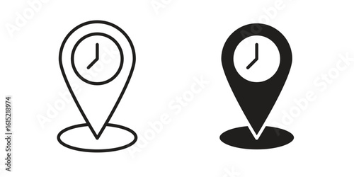Real time location icon vector in simple flat design, outline.