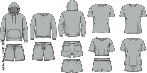 Set of Apparel Mockups Collection Men's T-Shirt and Shorts.