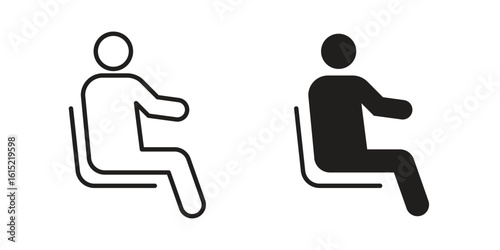 Person seat icon vector in simple flat design, outline.