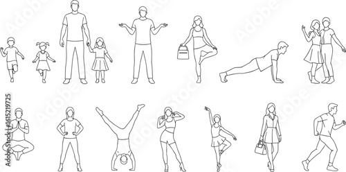 Sketch people illustrations, people vector illustration. Hand drawn, set elements for architecture and landscape design. Sections, Elevations, Floor Plans. 