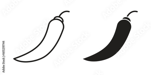 Pepper icon vector in simple flat design, outline.