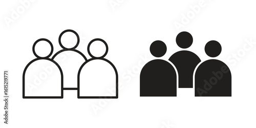 people icon vector in simple flat design, outline.