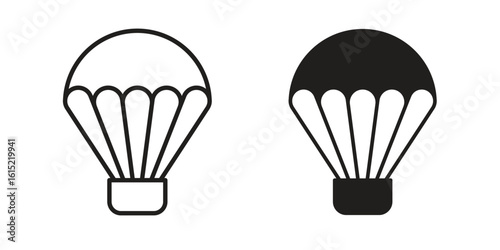 Parachute icon vector in simple flat design, outline.