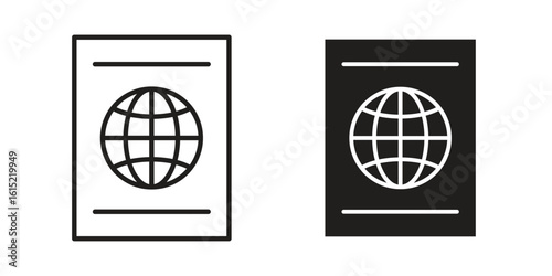 Passport icon vector in simple flat design, outline.