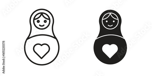 Nesting dolls icon vector in simple flat design, outline.