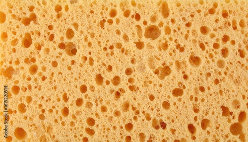 Close Up View Of Textured Organic Sponge Surface In Yellowish-Orange Coloration With Numerous Pores And Irregular Shapes