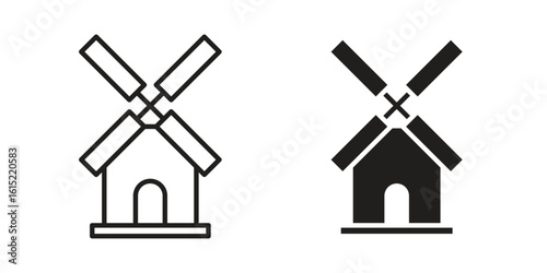 Mill sign icon vector in simple flat design, outline.