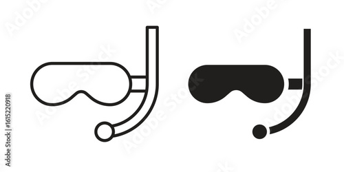 Mask snorkel icon vector in simple flat design, outline.