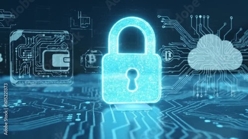 Wallpaper Mural Lock icon on a circuit board background Digital wallet visible to left Torontodigital.ca