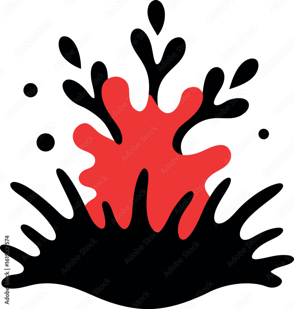 Obraz premium Coral jungle splash vector artwork in black silhouette for bold creative themes