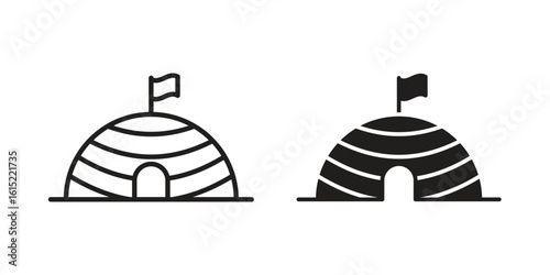 Igloo icon vector in simple flat design, outline.