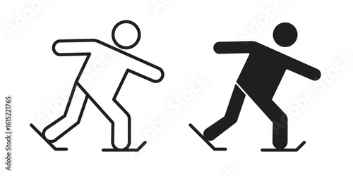 Ice skate icon vector in simple flat design, outline.