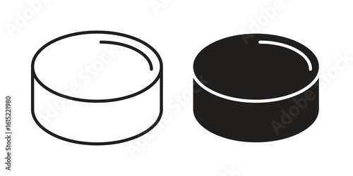 Hockey puck icon vector in simple flat design, outline.